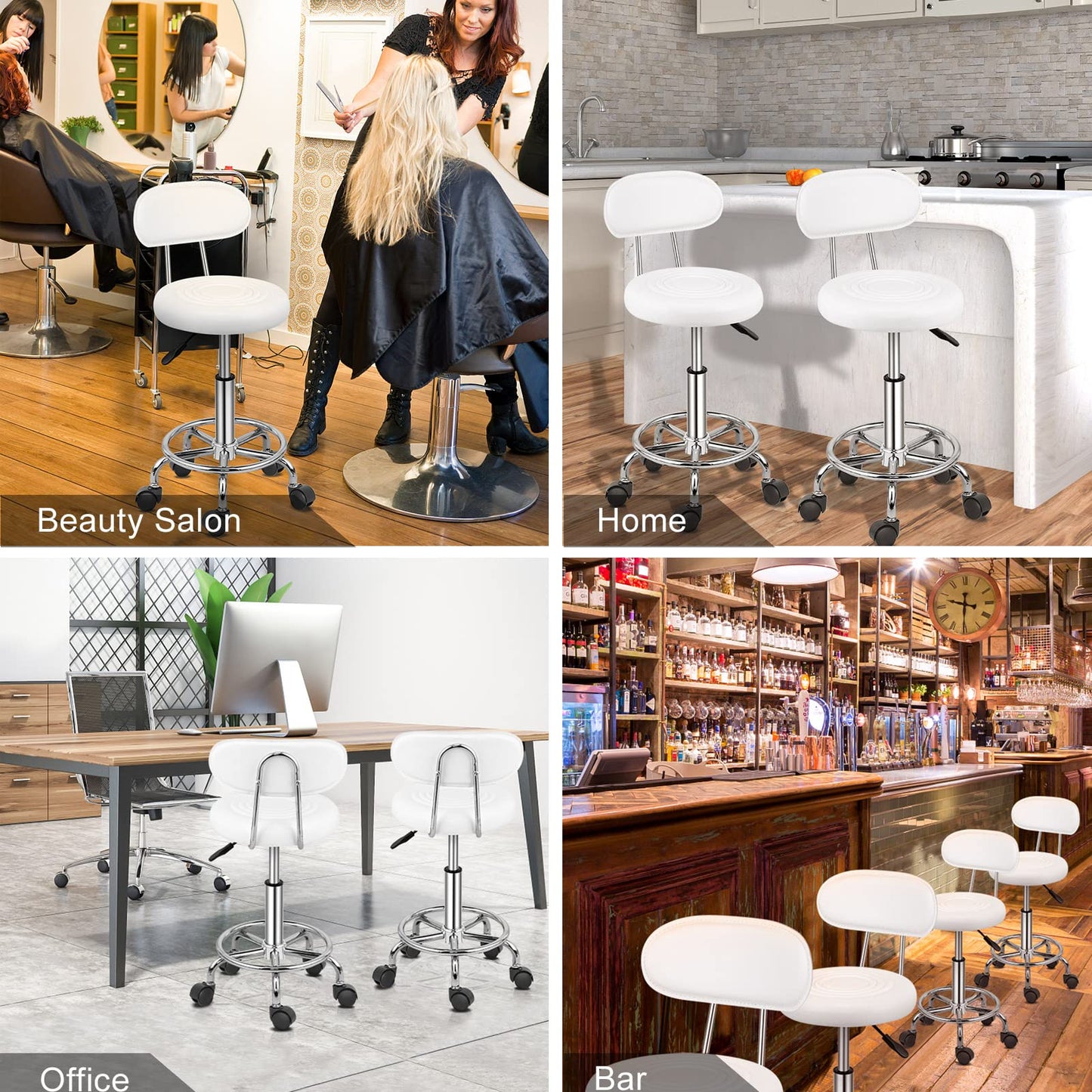 Omysalon Adjustable Salon Stool Black/White Reseller
