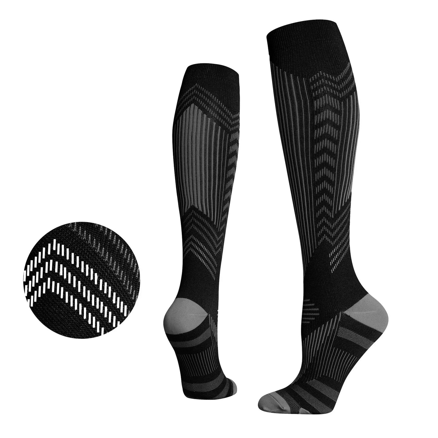Professional sports pressure socks, running jump rope high leg socks, reflective striped cycling compression socks at night eprolo