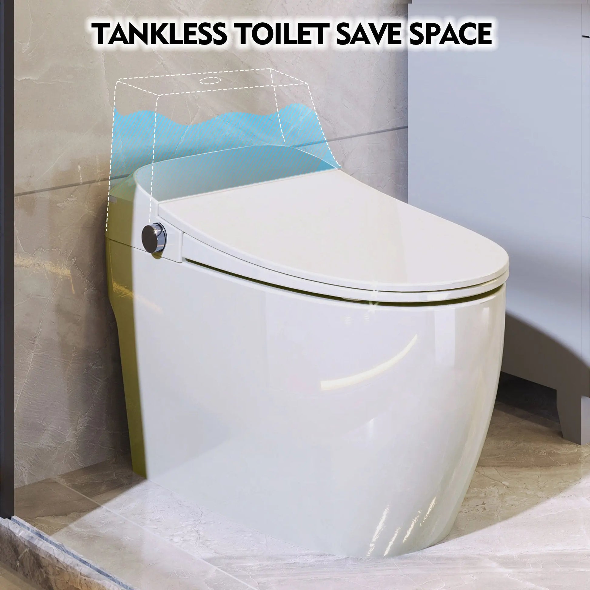 Heated seat intelligent toilet, integrated toilet, automatic flushing water tank toilet, with foot sensor flushing, white night eprolo