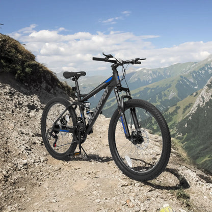A2660 Ecarpat Mountain Bike 26 inch Wheel Carbon Steel Frame Disc Brake Thumb Shift Front Fork Rear Shock Absorber Bicycle eprolo