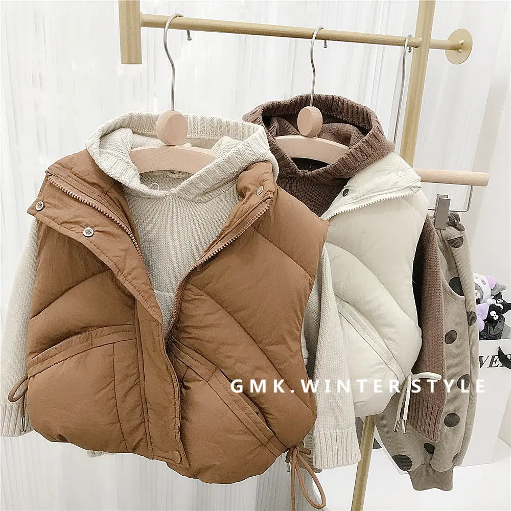Children's standing collar cotton jacket vest winter loose vest for boys and girls camisole medium and small children's sweater eprolo