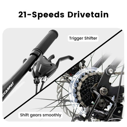 A2660 Ecarpat Mountain Bike 26 inch Wheel Carbon Steel Frame Disc Brake Thumb Shift Front Fork Rear Shock Absorber Bicycle eprolo