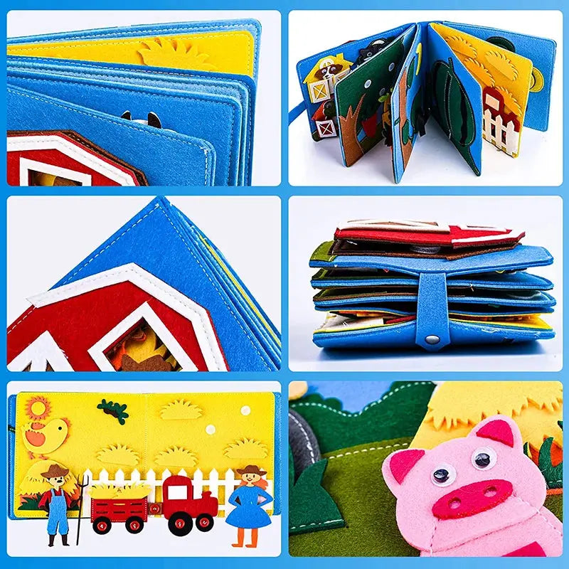 Toddlers Montessori Toys Busy Board Farm Animal Scene Storytelling Activity Toy Quiet Book Felt Activity Educational Sensory Toy eprolo