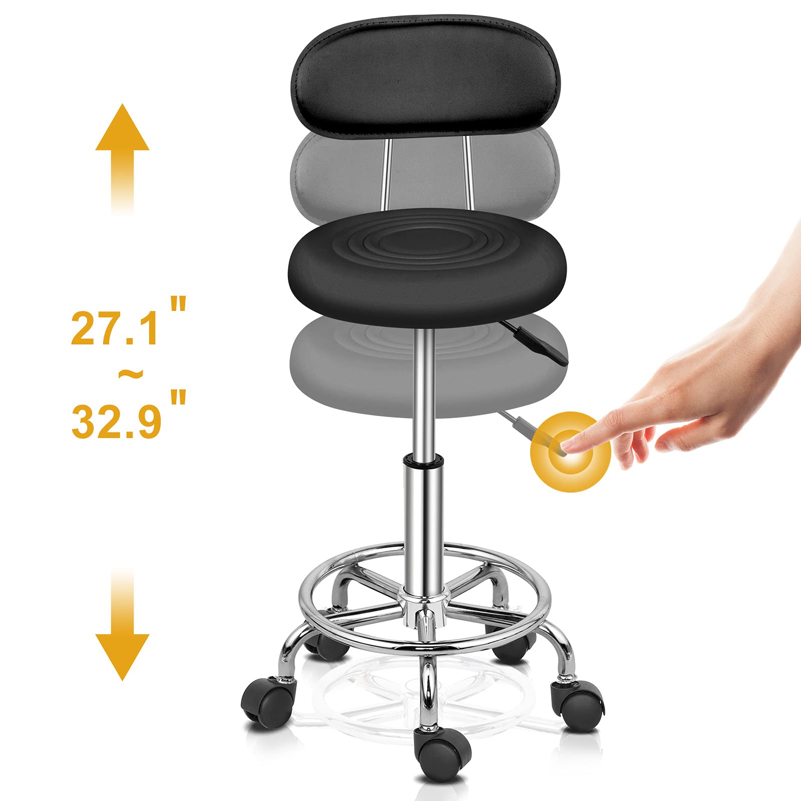 Omysalon Adjustable Salon Stool Black/White Reseller
