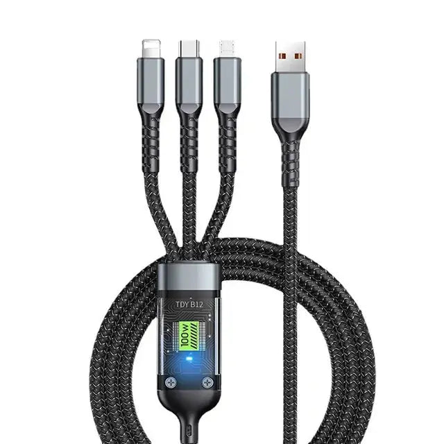 3 In 1 Usb 100w Cable For Fast Charging And Data Mini Usb Type C Micro Suitable For Iphone Android Xiaomi Huawei Oppo Charging eprolo
