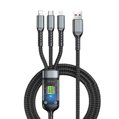 3 In 1 Usb 100w Cable For Fast Charging And Data Mini Usb Type C Micro Suitable For Iphone Android Xiaomi Huawei Oppo Charging eprolo