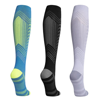 Professional sports pressure socks, running jump rope high leg socks, reflective striped cycling compression socks at night eprolo
