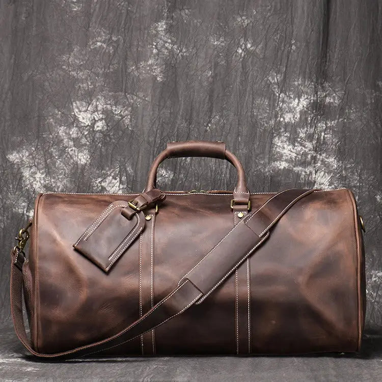 European and American retro men's genuine leather handbag travel bag women's crazy horse leather crossbody large luggage bag cowhide gym bag eprolo