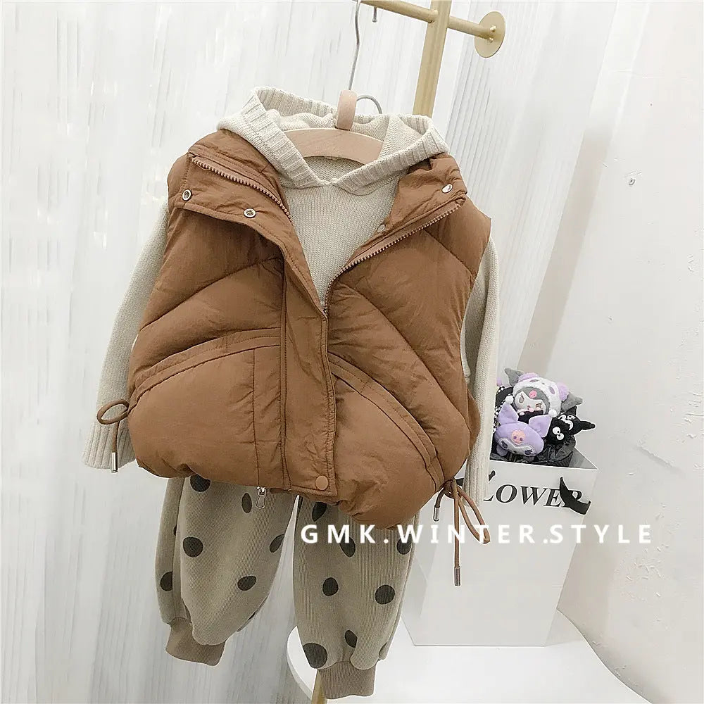 Children's standing collar cotton jacket vest winter loose vest for boys and girls camisole medium and small children's sweater eprolo