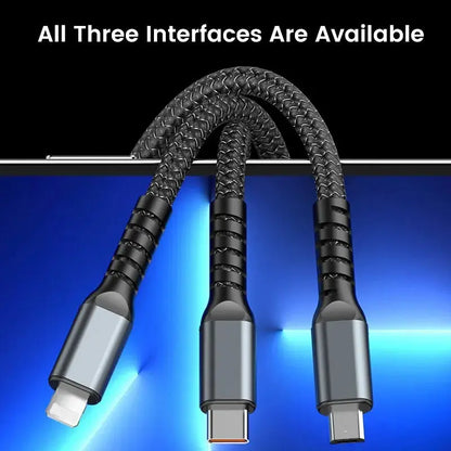 3 In 1 Usb 100w Cable For Fast Charging And Data Mini Usb Type C Micro Suitable For Iphone Android Xiaomi Huawei Oppo Charging eprolo