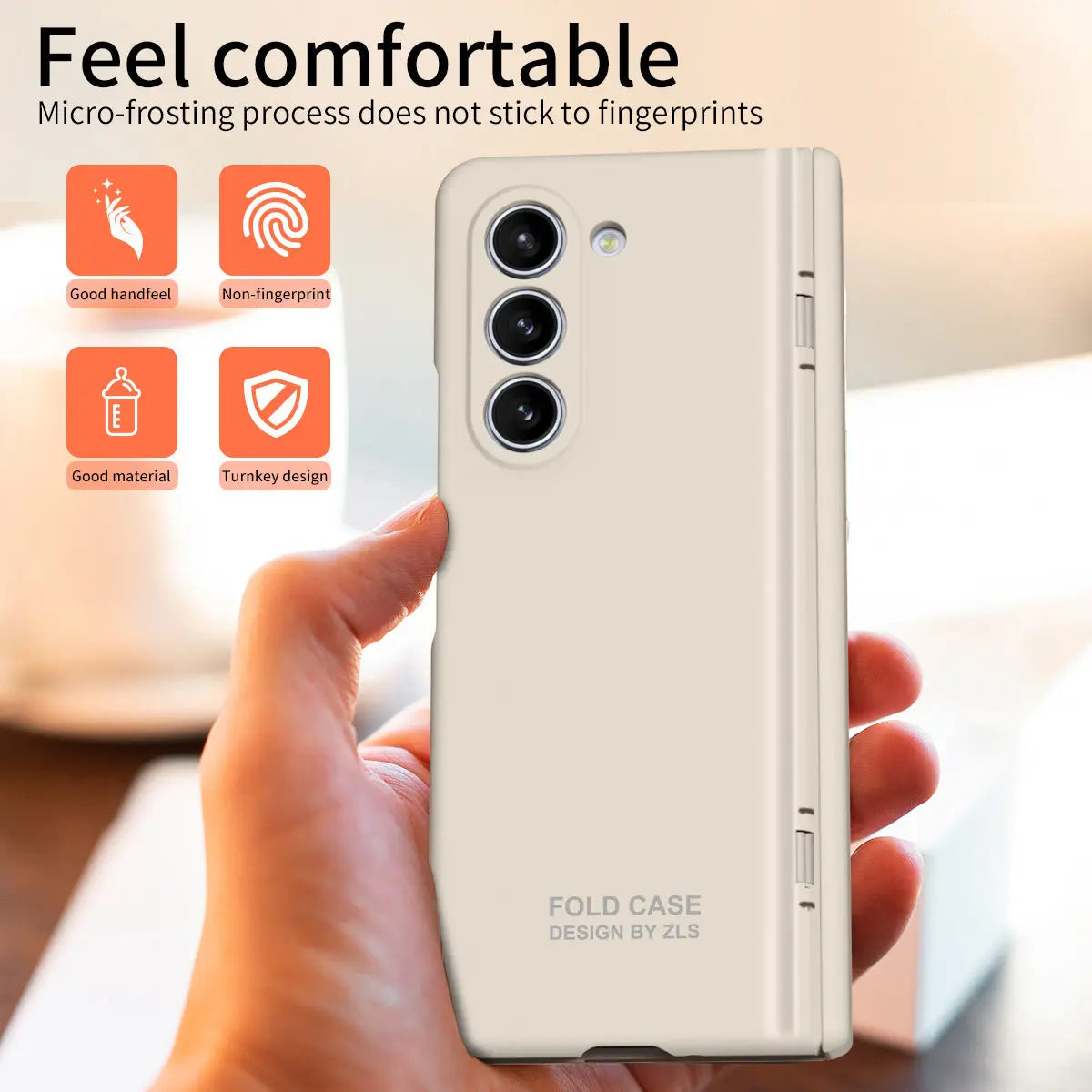 Suitable for Samsung zfold 5 phone case FOLD4 folding screen solid color simple pen slot hinge all inclusive anti drop protection eprolo