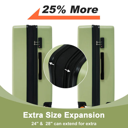 Contrast Color Hardshell Luggage 24inch Expandable Spinner Suitcase with TSA Lock Lightweight Green + ABS eprolo