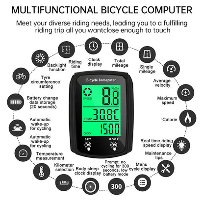 Wired LCD Digital Bicycle Computer - Speedometer and Odometer with Backlight, a Must - have Bike Accessory eprolo