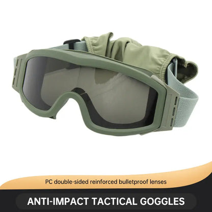 Tactical military fan wind goggles CS outdoor equipment shooting protection against impact three lens set goggles eprolo
