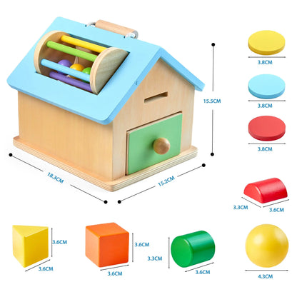 Montessori teaching aids 0-3 baby early education busy house wooden shape matching house drawer box puzzle toy eprolo