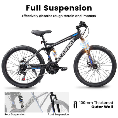 A2660 Ecarpat Mountain Bike 26 inch Wheel Carbon Steel Frame Disc Brake Thumb Shift Front Fork Rear Shock Absorber Bicycle eprolo