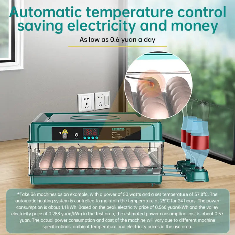 9 - 48 Egg Incubator: Automatic Egg - Turning & Humidity Monitoring. Duck Incubator with Auto - Water Ionic Waterbed eprolo