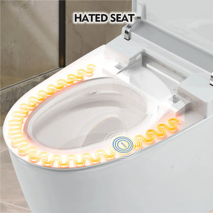 Heated seat intelligent toilet, integrated toilet, automatic flushing water tank toilet, with foot sensor flushing, white night eprolo