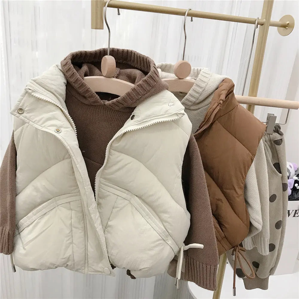 Children's standing collar cotton jacket vest winter loose vest for boys and girls camisole medium and small children's sweater eprolo