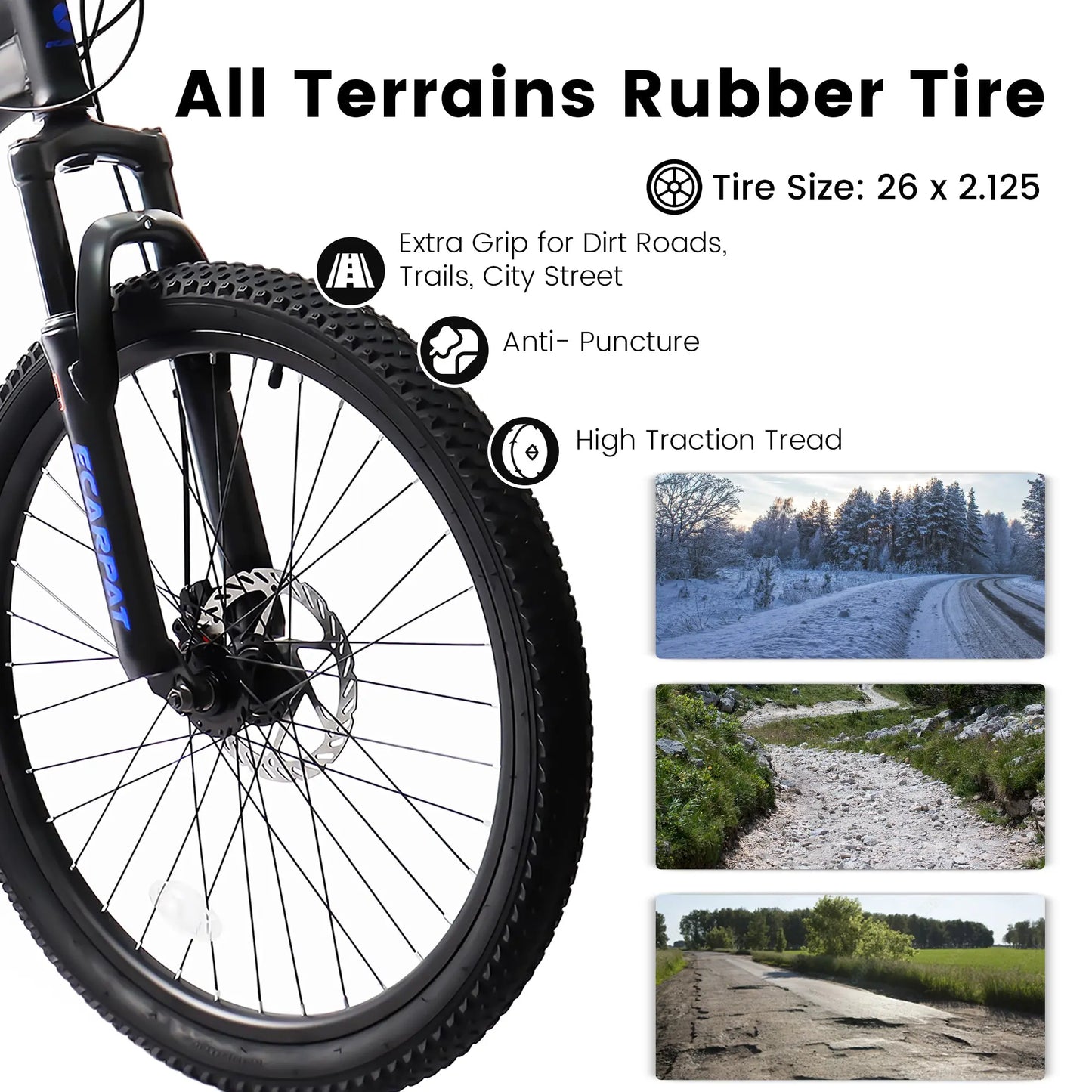 A2660 Ecarpat Mountain Bike 26 inch Wheel Carbon Steel Frame Disc Brake Thumb Shift Front Fork Rear Shock Absorber Bicycle eprolo