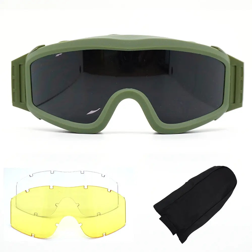 Tactical military fan wind goggles CS outdoor equipment shooting protection against impact three lens set goggles eprolo