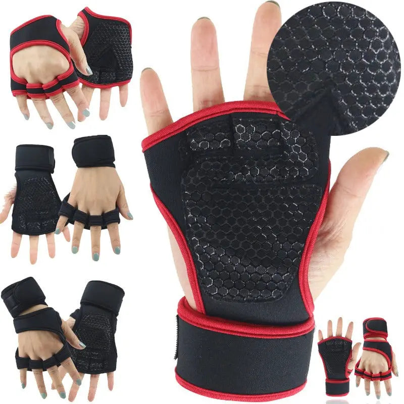 Fitness Half Finger Pull Up Grip Strength with Dumbbell Male Sports Equipment Wrist Protector Gloves Female Hard Pull Barbell Protector Gloves eprolo