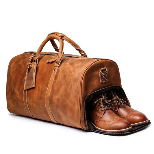 European and American retro men's genuine leather handbag travel bag women's crazy horse leather crossbody large luggage bag cowhide gym bag eprolo