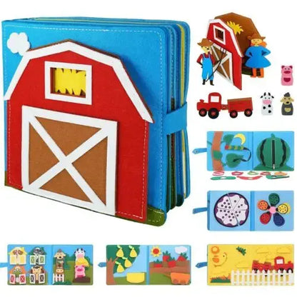 Toddlers Montessori Toys Busy Board Farm Animal Scene Storytelling Activity Toy Quiet Book Felt Activity Educational Sensory Toy eprolo