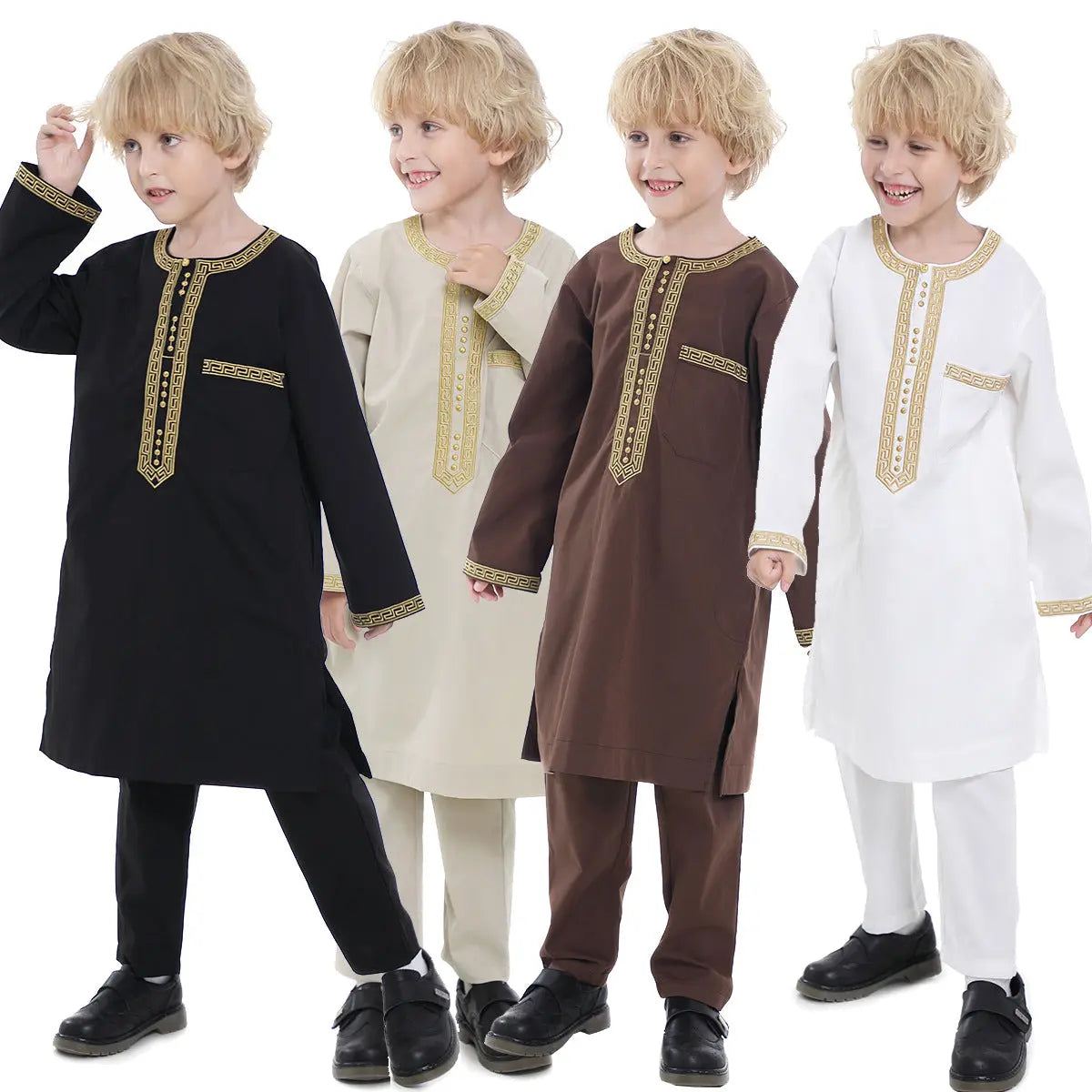 Middle Eastern teenage boy embroidered robe set eprolo