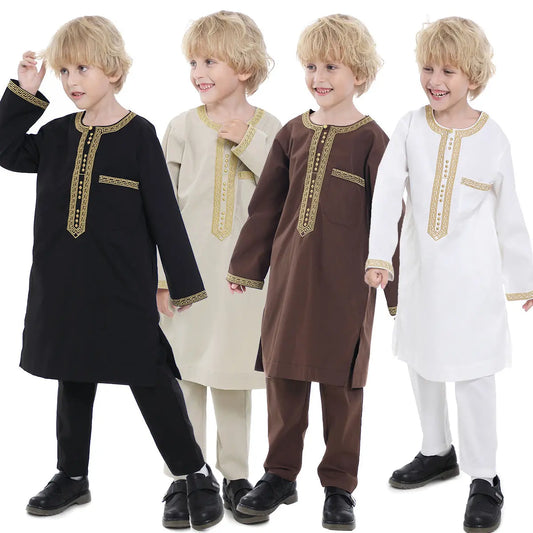 Middle Eastern teenage boy embroidered robe set eprolo