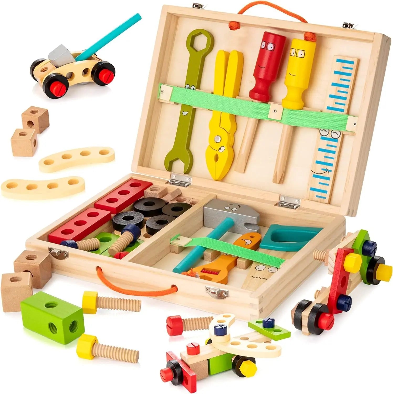 Children's simulation house cartoon wooden hand-held repair toolbox assembly disassembly nut combination puzzle toy eprolo