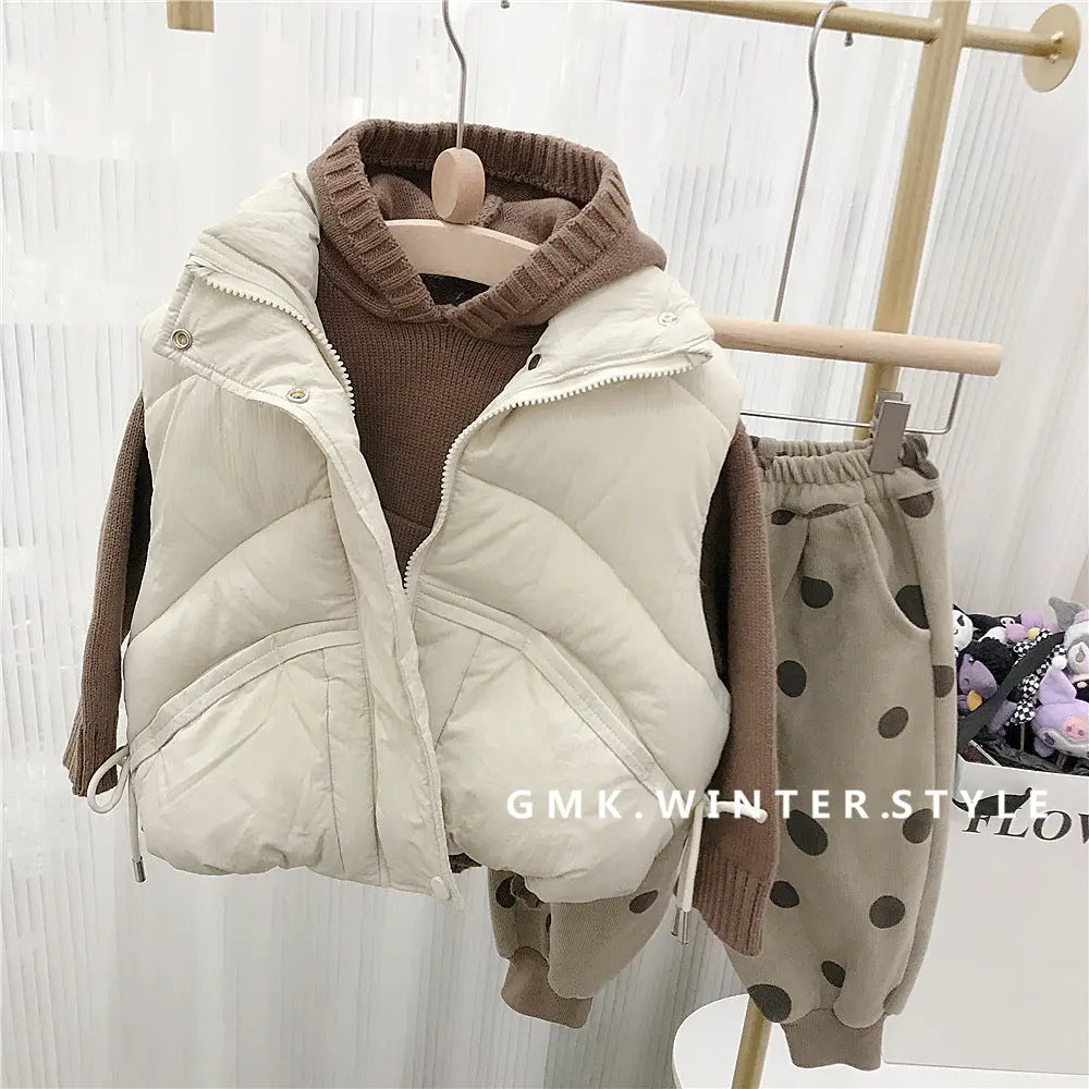 Children's standing collar cotton jacket vest winter loose vest for boys and girls camisole medium and small children's sweater eprolo