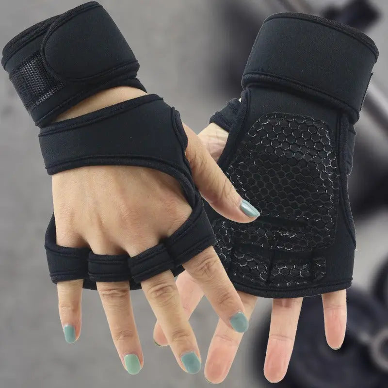 Fitness Half Finger Pull Up Grip Strength with Dumbbell Male Sports Equipment Wrist Protector Gloves Female Hard Pull Barbell Protector Gloves eprolo