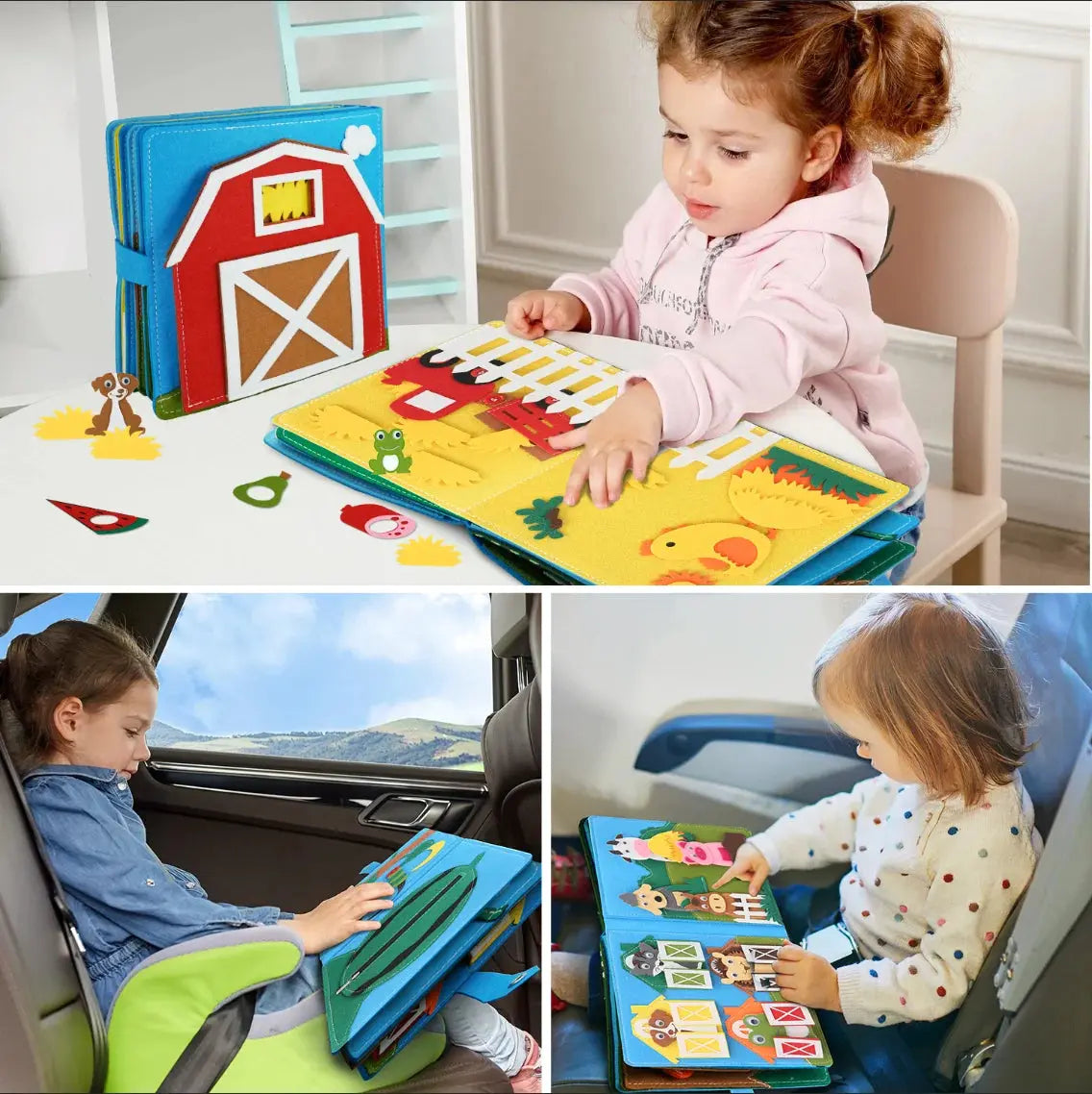 Toddlers Montessori Toys Busy Board Farm Animal Scene Storytelling Activity Toy Quiet Book Felt Activity Educational Sensory Toy eprolo