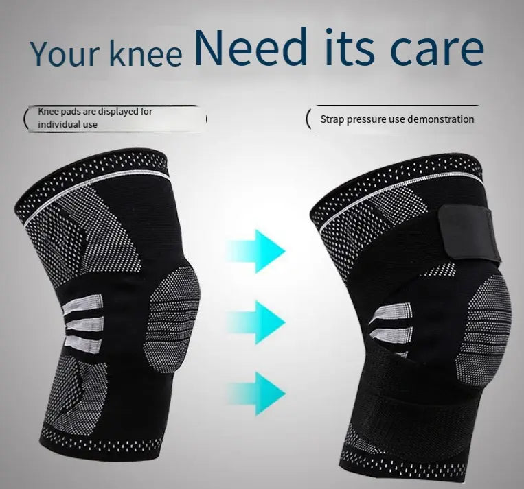 Strap support sports knee pads silicone shock absorption protection knee automatic closure outdoor sports eprolo