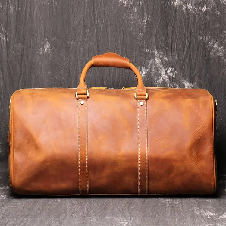 European and American retro men's genuine leather handbag travel bag women's crazy horse leather crossbody large luggage bag cowhide gym bag eprolo