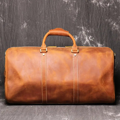 European and American retro men's genuine leather handbag travel bag women's crazy horse leather crossbody large luggage bag cowhide gym bag eprolo