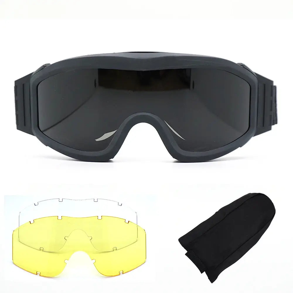 Tactical military fan wind goggles CS outdoor equipment shooting protection against impact three lens set goggles eprolo