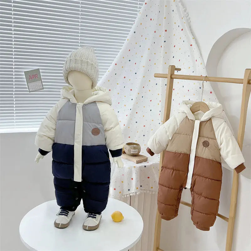 Baby down cotton jacket jumpsuit, autumn and winter clothes, khai clothes for men and women, baby clothes for going out, thick hugging clothes, winter climbing clothes eprolo