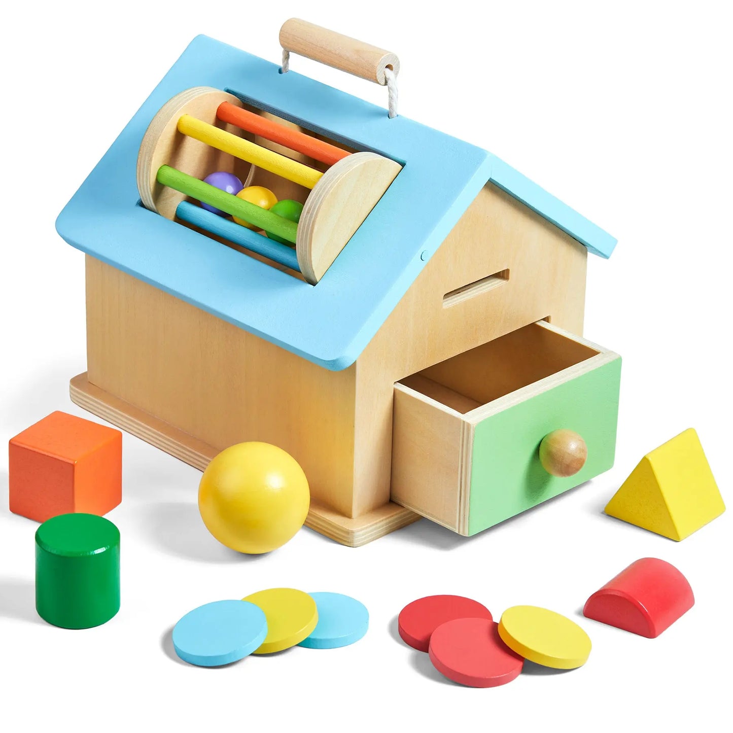 Montessori teaching aids 0-3 baby early education busy house wooden shape matching house drawer box puzzle toy eprolo