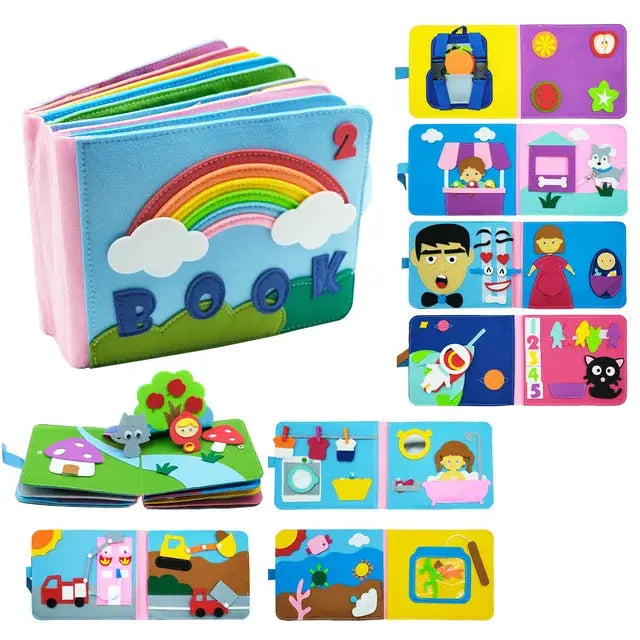 Toddlers Montessori Toys Busy Board Farm Animal Scene Storytelling Activity Toy Quiet Book Felt Activity Educational Sensory Toy eprolo