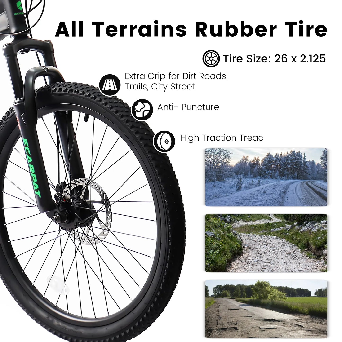 A2660 Ecarpat Mountain Bike 26 inch wheels, carbon steel frame disc brake thumb shift front fork rear shock absorber bike eprolo