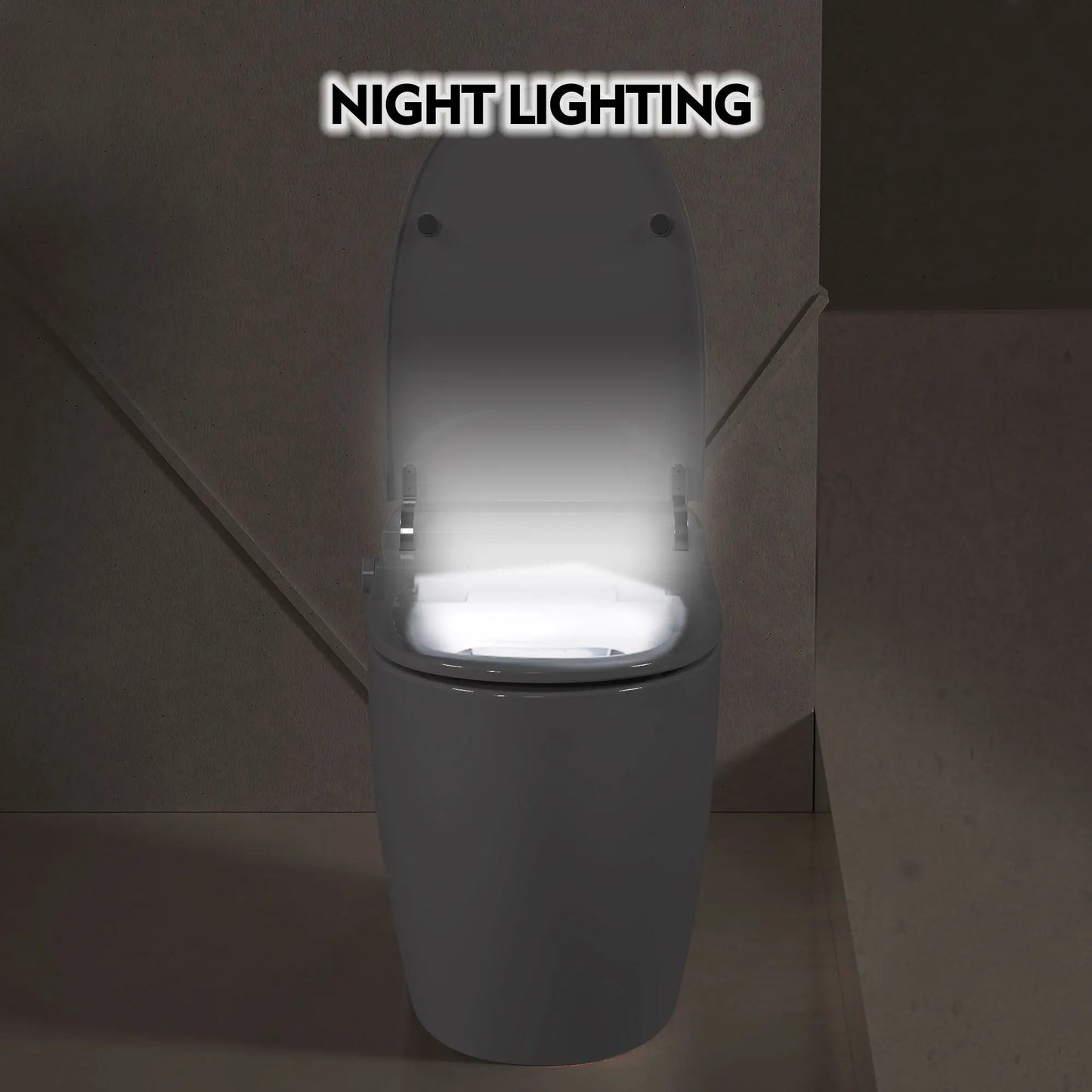 Heated seat intelligent toilet, integrated toilet, automatic flushing water tank toilet, with foot sensor flushing, white night eprolo