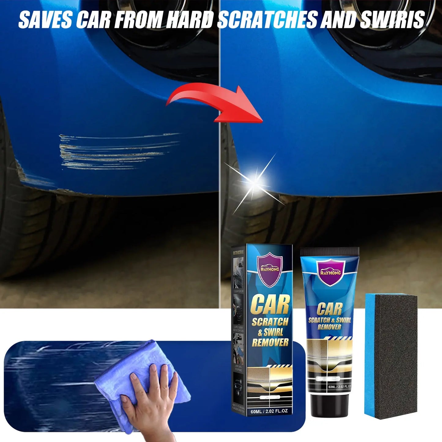 Car Scratch Repair Cream, Car Maintenance Refurbishment Paint Scratches Scratches Polishing Paint Repair Paste eprolo