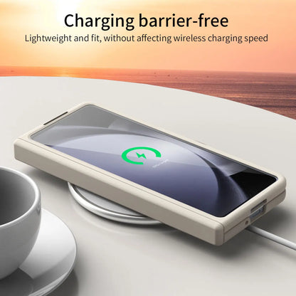 Suitable for Samsung zfold 5 phone case FOLD4 folding screen solid color simple pen slot hinge all inclusive anti drop protection eprolo