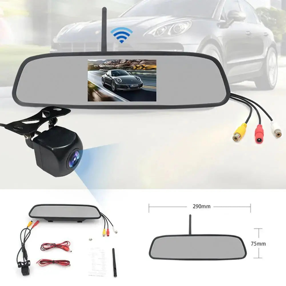 Rearview Mirror Camera Dvr 4.3-inch Rear View Mirror + Reversing Camera Wireless Car Reversing Camera Automobile Video Recorder eprolo