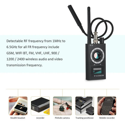 K18 Multi-function Anti-spy Detector Camera GSM Audio Bug Finder GPS Signal Lens RF Tracker Detect Wireless Products 1MHz-6.5GHz eprolo