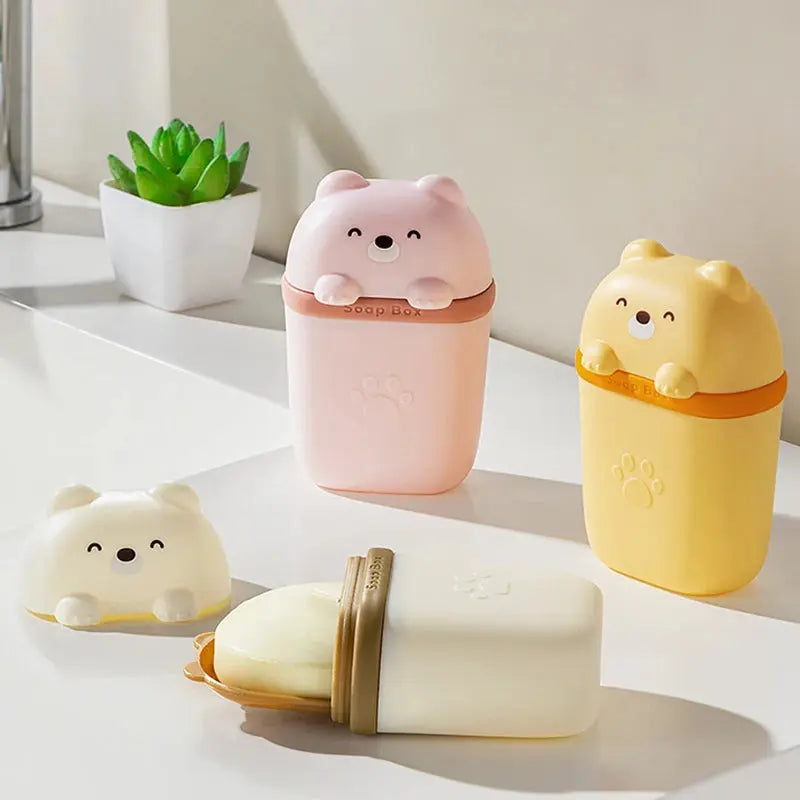 Cartoon Bear Portable Soap Dish Sealed Storage Reseller