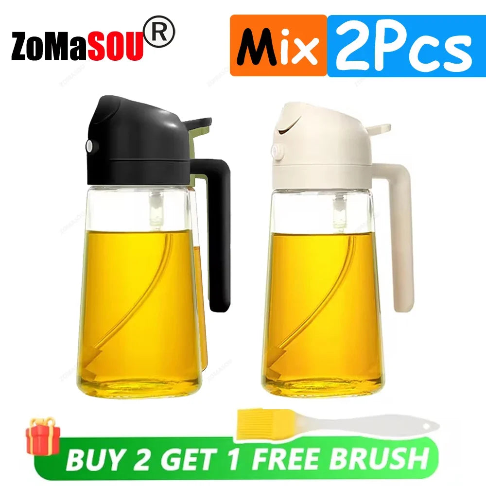 1-4Pcs 2in1 Oil Sprayer Bottle Plastic BBQ Cooking Oil Dispenser Olive Oil Pourers Sprayer Kitchen Baking Mister Vinegar Bottle