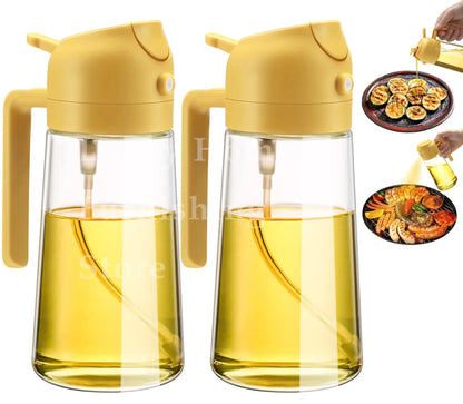 Spray for Olive Oil Dispenser Plastic 2 in 1 Oil Spray&Pour Oil Mister Bottle Cooking BBQ Baking  AirFryer 500ML for Oil Bottles